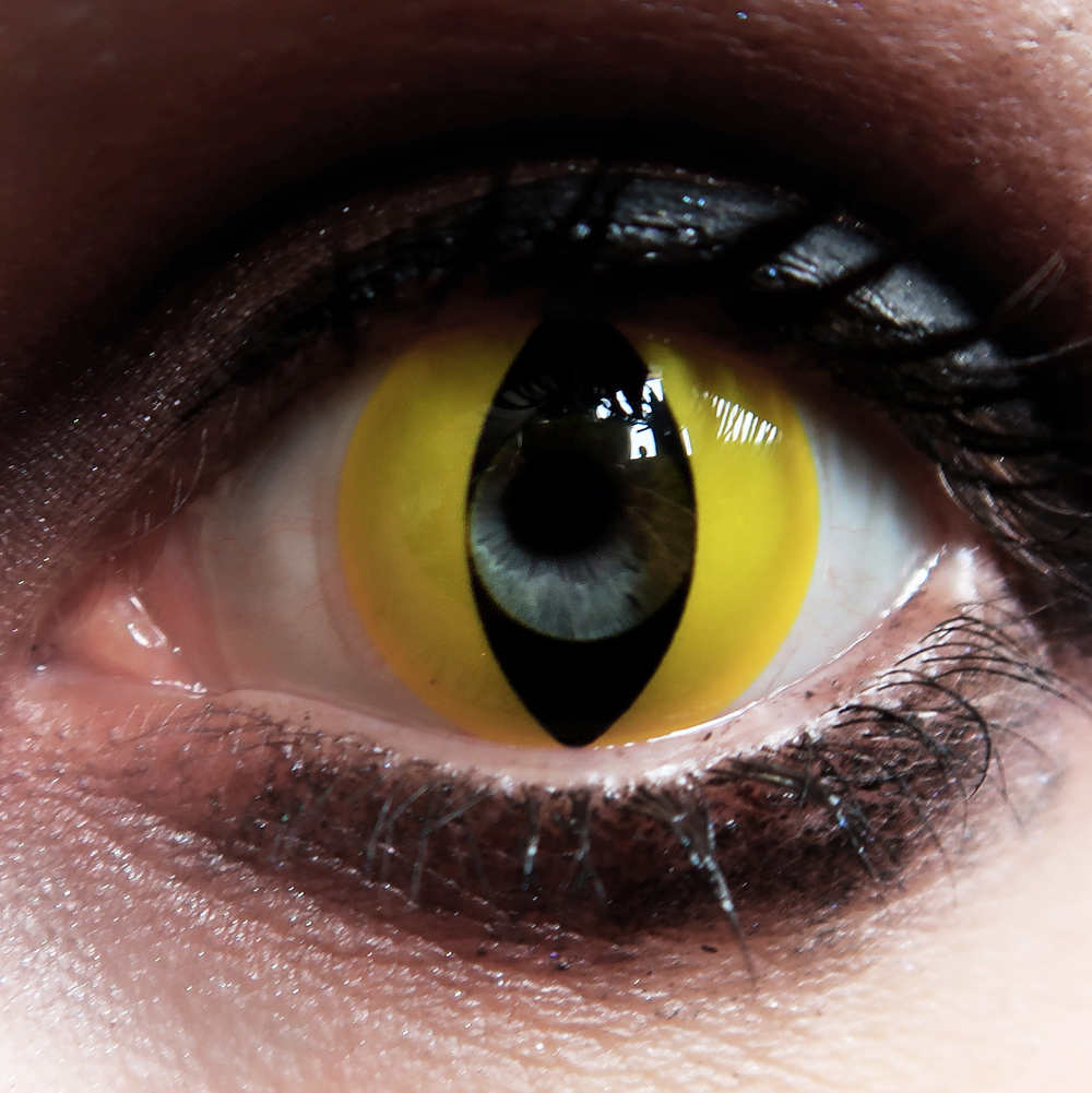 MesmerEyez - Wild Cat Halloween farbige Kontaktlinsen - Gelb